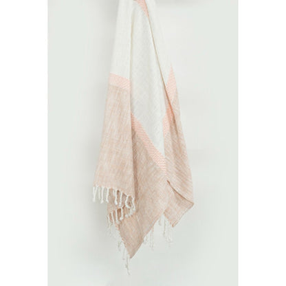50" X 60" Blush Cotton Woven Color Block Throw Blanket with Fringe HomeRoots