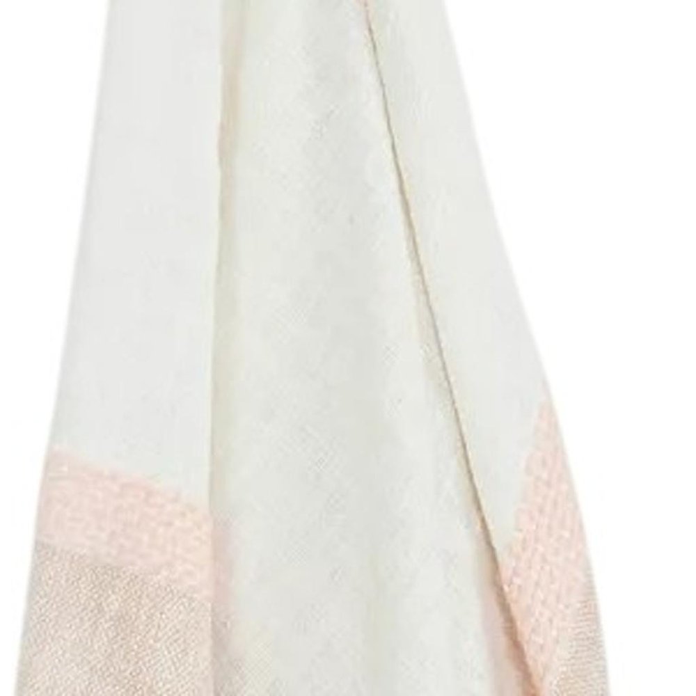 50" X 60" Blush Cotton Woven Color Block Throw Blanket with Fringe HomeRoots