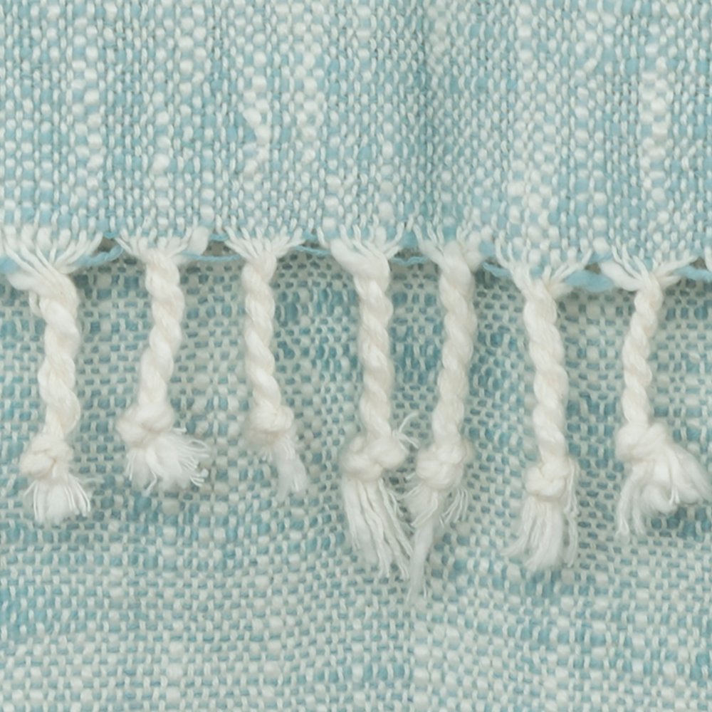 50" X 60" Blue Cotton Woven Color Block Throw Blanket with Fringe HomeRoots