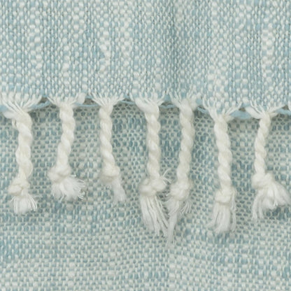 50" X 60" Blue Cotton Woven Color Block Throw Blanket with Fringe HomeRoots