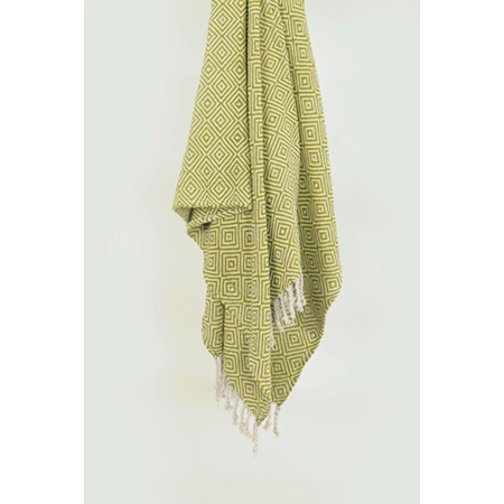 50" X 60" Citrine And Ivory Geometric Cotton Throw Blanket with Fringe HomeRoots