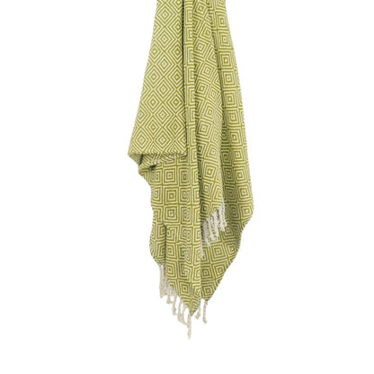 50" X 60" Citrine And Ivory Geometric Cotton Throw Blanket with Fringe HomeRoots