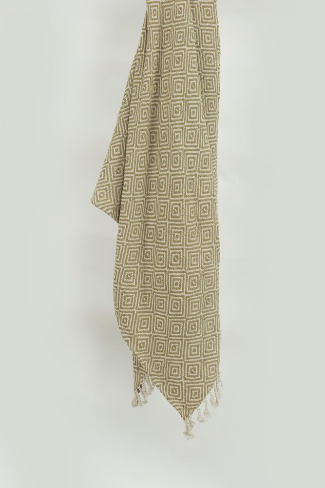 50" X 60" Natural Cotton Woven Geometric Throw Blanket with Fringe HomeRoots