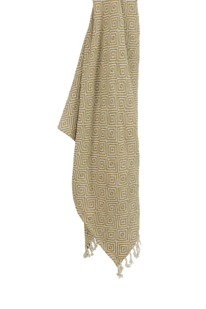50" X 60" Natural Cotton Woven Geometric Throw Blanket with Fringe HomeRoots
