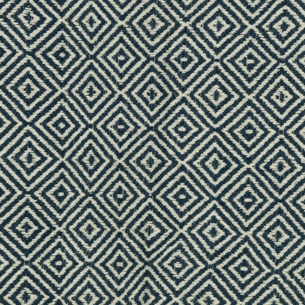 50" X 60" Navy Blue Cotton Woven Geometric Throw Blanket with Fringe HomeRoots