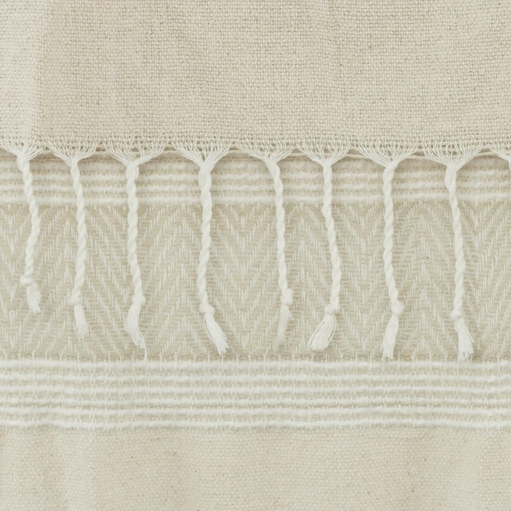 50" X 60" Natural Cotton Woven Striped Throw Blanket with Fringe HomeRoots