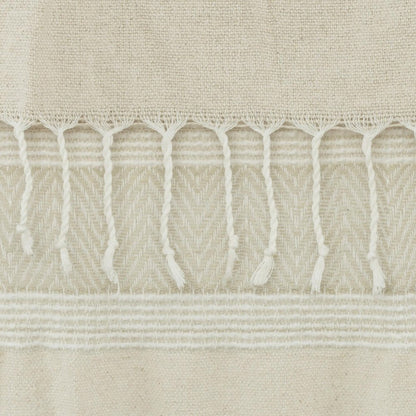 50" X 60" Natural Cotton Woven Striped Throw Blanket with Fringe HomeRoots