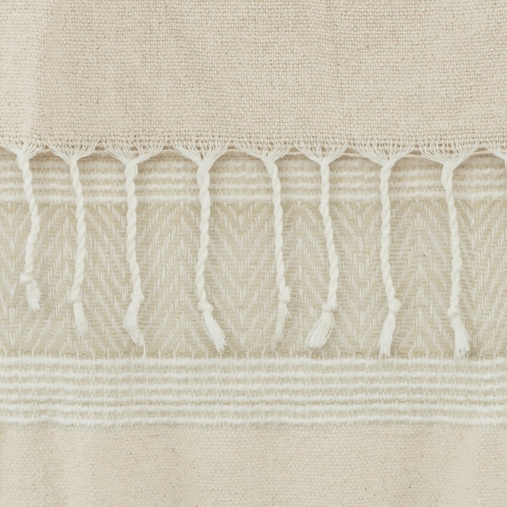 50" X 60" Natural Cotton Woven Striped Throw Blanket with Fringe HomeRoots
