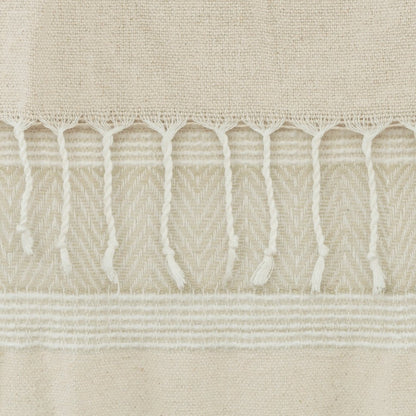 50" X 60" Natural Cotton Woven Striped Throw Blanket with Fringe HomeRoots