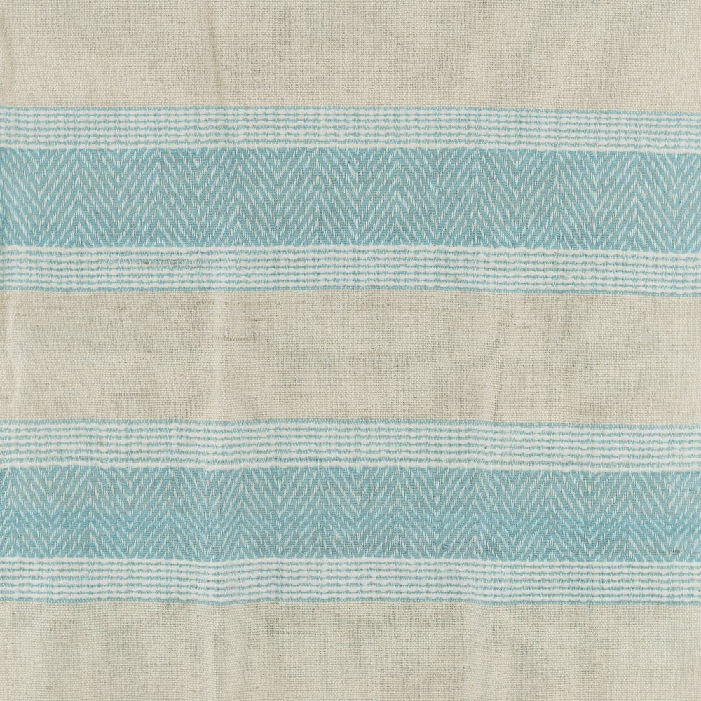 50" X 60" Aqua Cotton Woven Striped Throw Blanket with Fringe HomeRoots