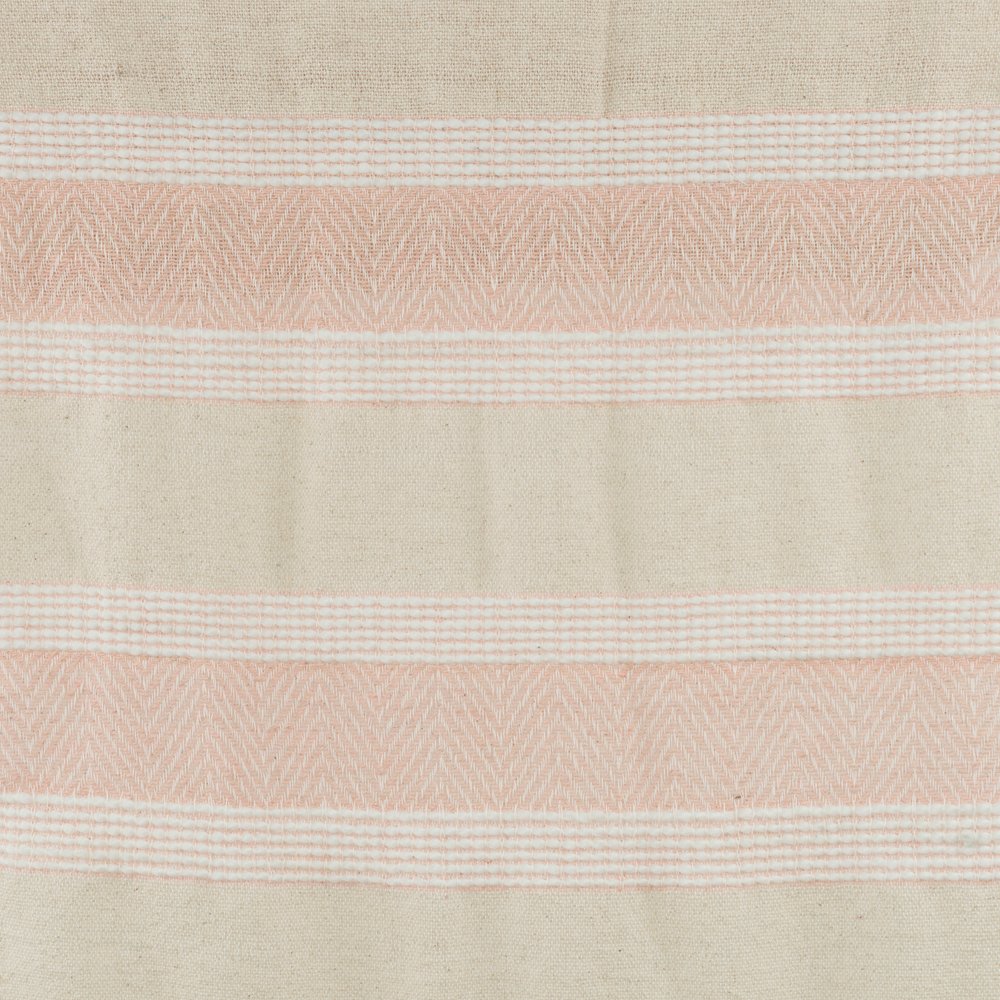 50" X 60" Beige And Pink Cotton Woven Striped Throw Blanket with Fringe HomeRoots