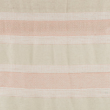 50" X 60" Beige And Pink Cotton Woven Striped Throw Blanket with Fringe HomeRoots