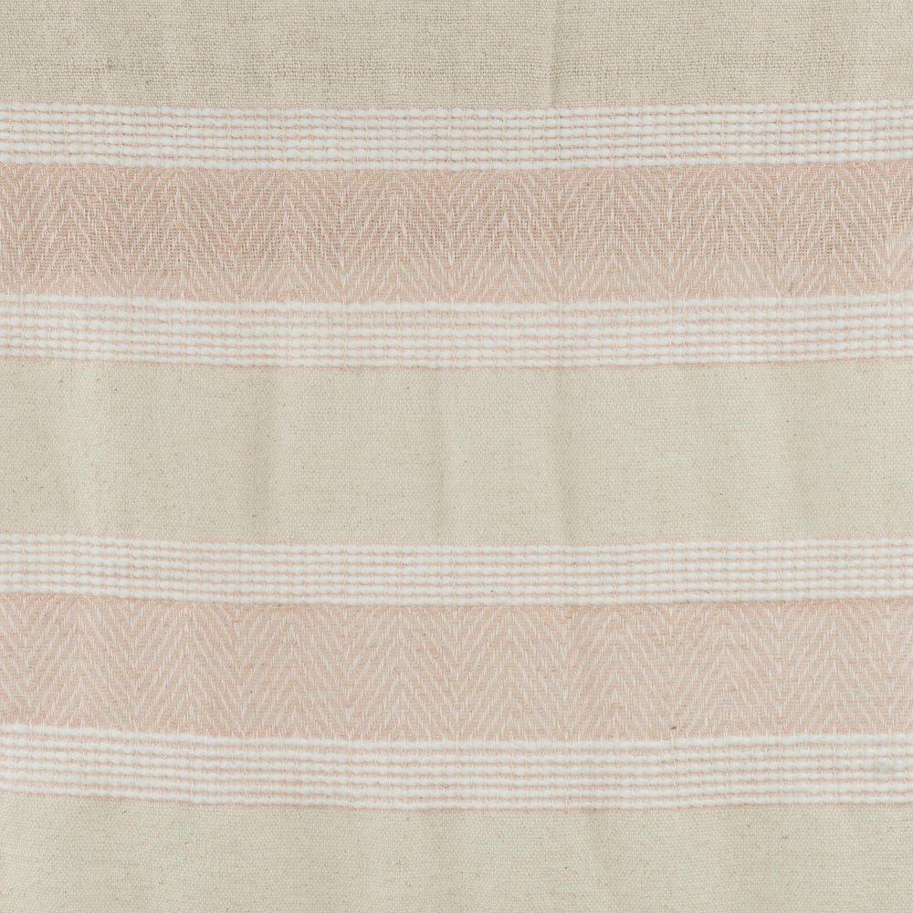 50" X 60" Beige And Pink Cotton Woven Striped Throw Blanket with Fringe HomeRoots