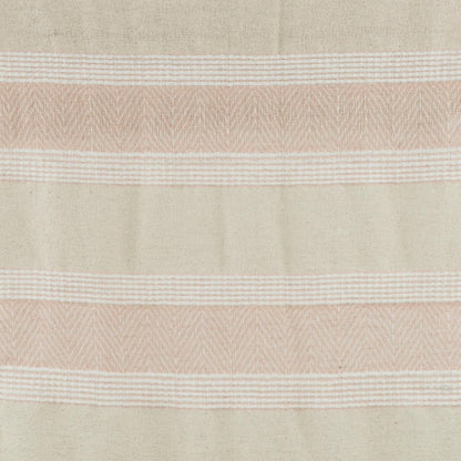 50" X 60" Beige And Pink Cotton Woven Striped Throw Blanket with Fringe HomeRoots