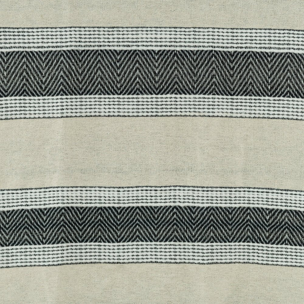 50" X 60" Black Cotton Woven Striped Throw Blanket with Fringe HomeRoots