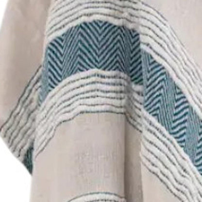 50" X 60" Teal And Blue Cotton Woven Striped Throw Blanket with Fringe HomeRoots