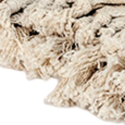 50" X 60" Natural Cotton Woven Floral Throw Blanket with Tassels and Fringe HomeRoots