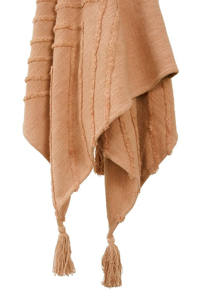 50" X 60" Terra Cotta Cotton Woven Geometric Throw Blanket with Fringe HomeRoots