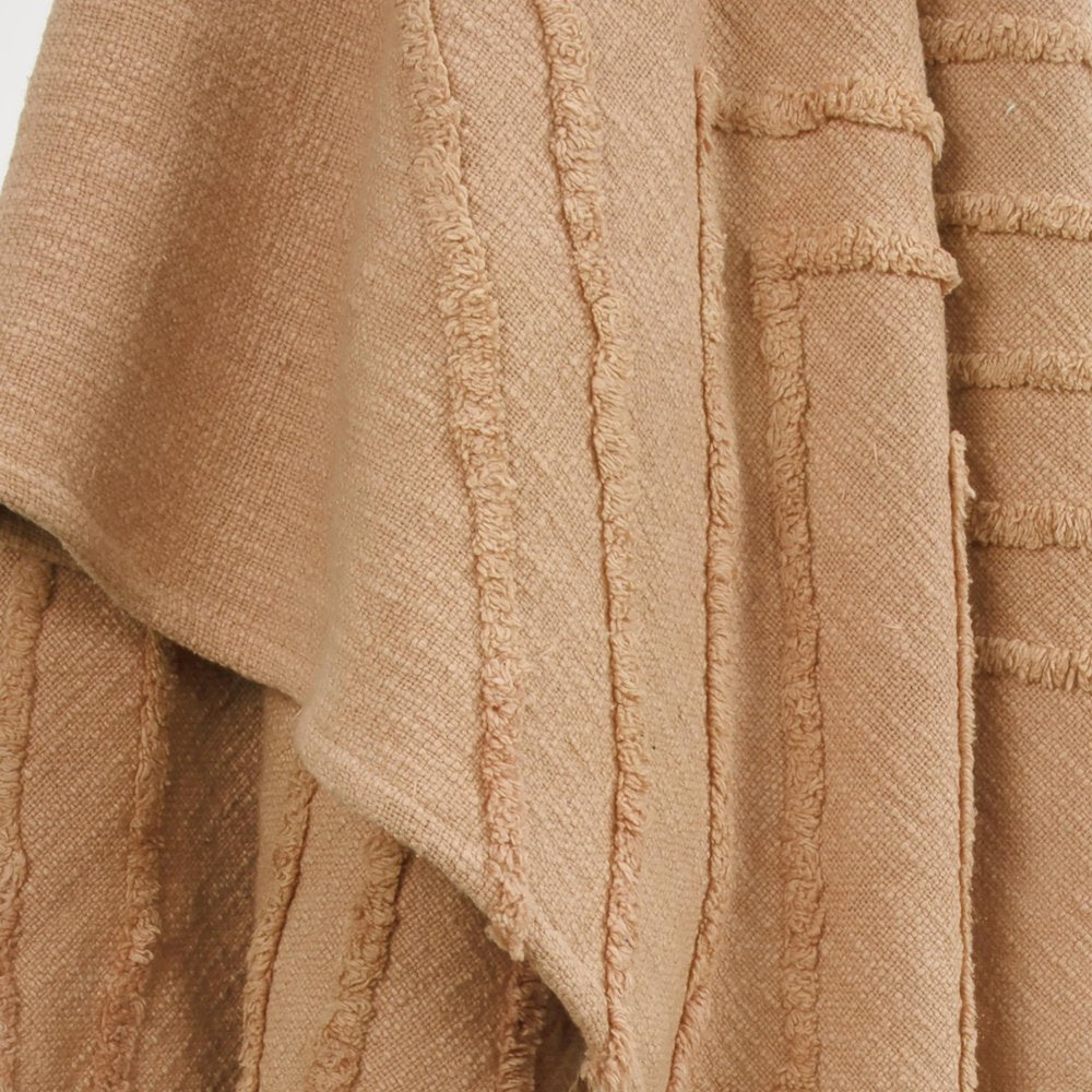 50" X 60" Terra Cotta Cotton Woven Geometric Throw Blanket with Fringe HomeRoots