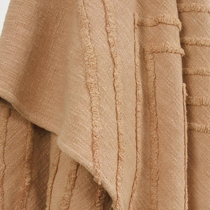 50" X 60" Terra Cotta Cotton Woven Geometric Throw Blanket with Fringe HomeRoots