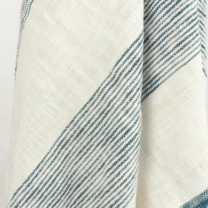 50" X 60" Ivory Cotton Woven Striped Throw Blanket with Fringe HomeRoots