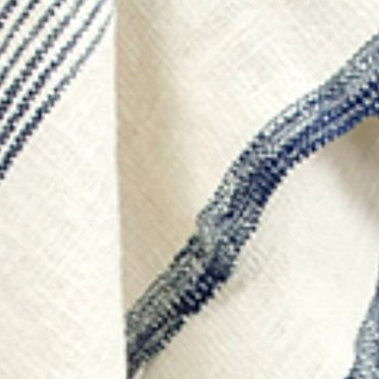 50" X 60" Blue And Ivory Cotton Woven Striped Throw Blanket with Fringe HomeRoots