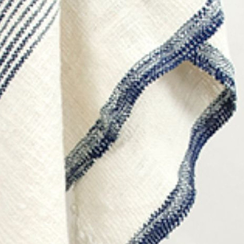 50" X 60" Blue And Ivory Cotton Woven Striped Throw Blanket with Fringe HomeRoots