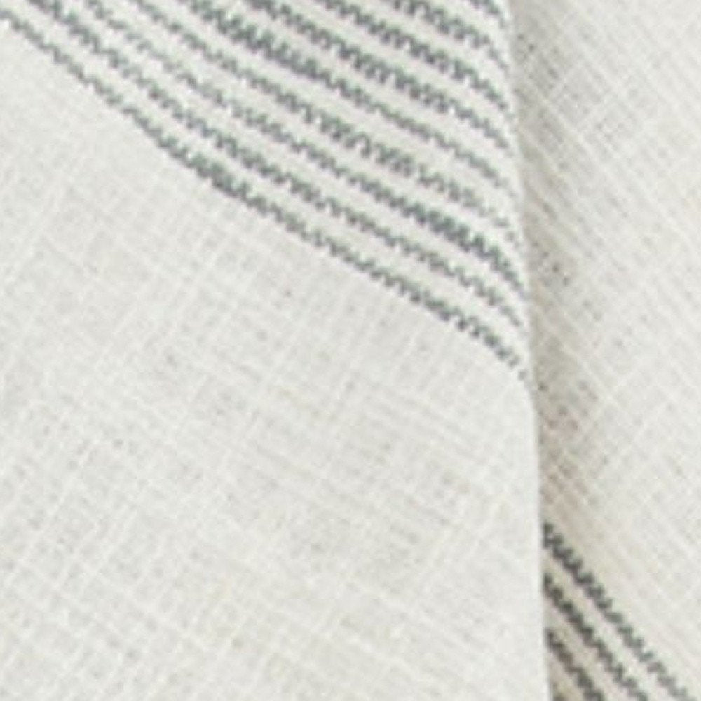 50" X 60" Gray And Ivory Cotton Woven Striped Throw Blanket with Fringe HomeRoots