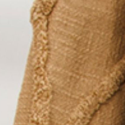 50" X 60" Camel Cotton Floral Throw Blanket with Tassels And Fringe HomeRoots