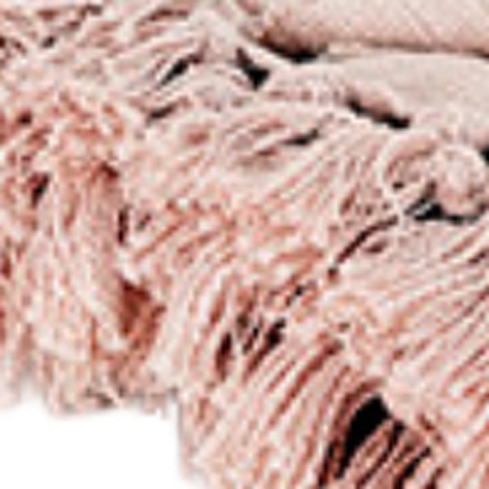 Blush Woven 100% Woven Textured Cotton Floral Throw Blanket HomeRoots