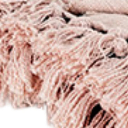 Blush Woven 100% Woven Textured Cotton Floral Throw Blanket HomeRoots