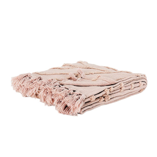 Blush Woven 100% Woven Textured Cotton Floral Throw Blanket HomeRoots