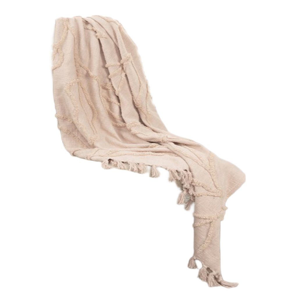 Blush Woven 100% Woven Textured Cotton Floral Throw Blanket — view 3