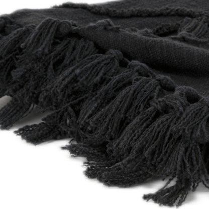Black Woven 100% Woven Textured Cotton Throw Blanket HomeRoots