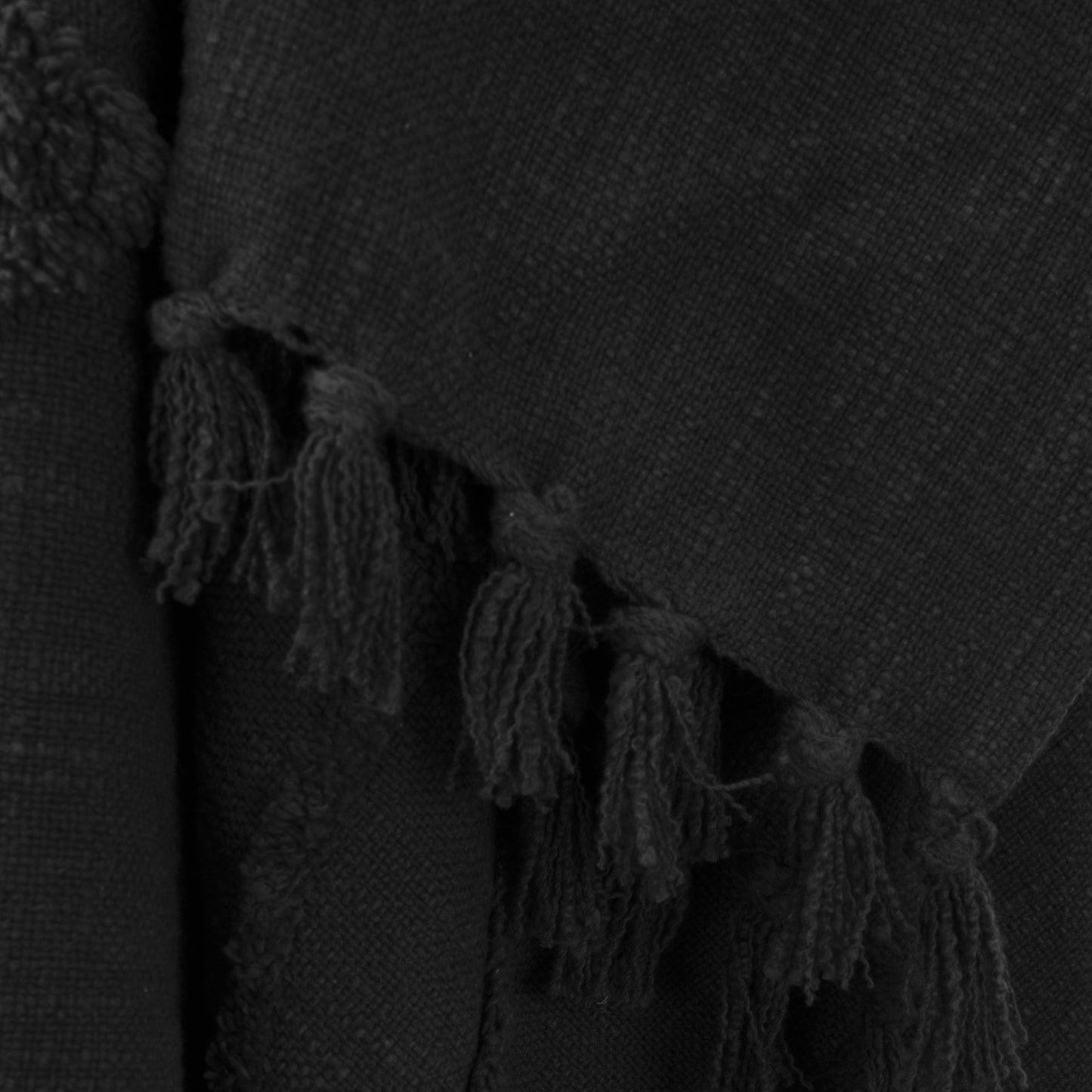 Black Woven 100% Woven Textured Cotton Throw Blanket