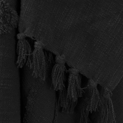 Black Woven 100% Woven Textured Cotton Throw Blanket HomeRoots