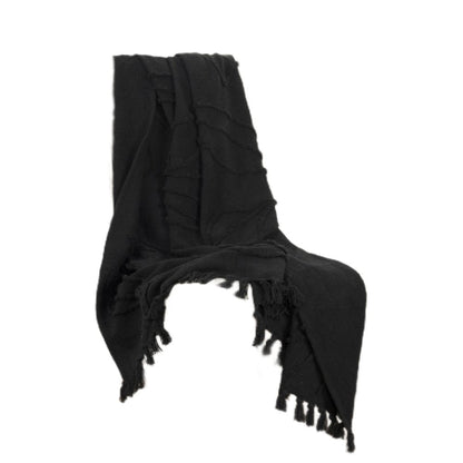 Black Woven 100% Woven Textured Cotton Throw Blanket HomeRoots