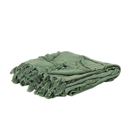 Green Woven 100% Woven Textured Cotton Throw Blanket HomeRoots