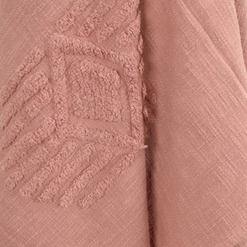 50" X 60" Coral Cotton Woven Ikat Throw Blanket with Tassels HomeRoots