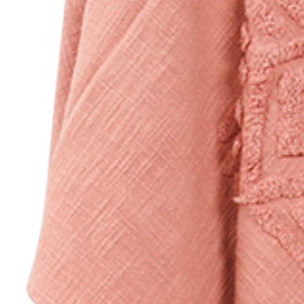 50" X 60" Coral Cotton Woven Ikat Throw Blanket with Tassels HomeRoots