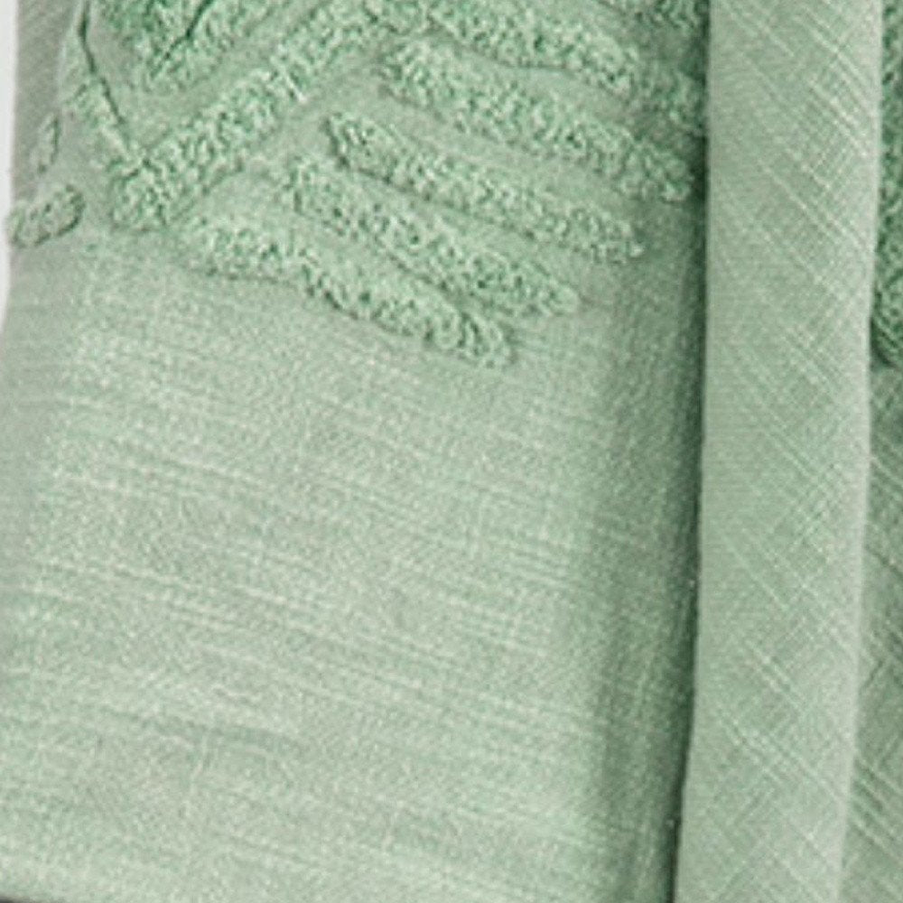 50" X 60" Green Cotton Woven Ikat Throw Blanket with Tassels HomeRoots