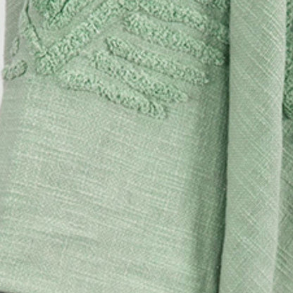 50" X 60" Green Cotton Woven Ikat Throw Blanket with Tassels HomeRoots