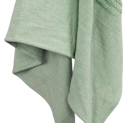 50" X 60" Green Cotton Woven Ikat Throw Blanket with Tassels HomeRoots