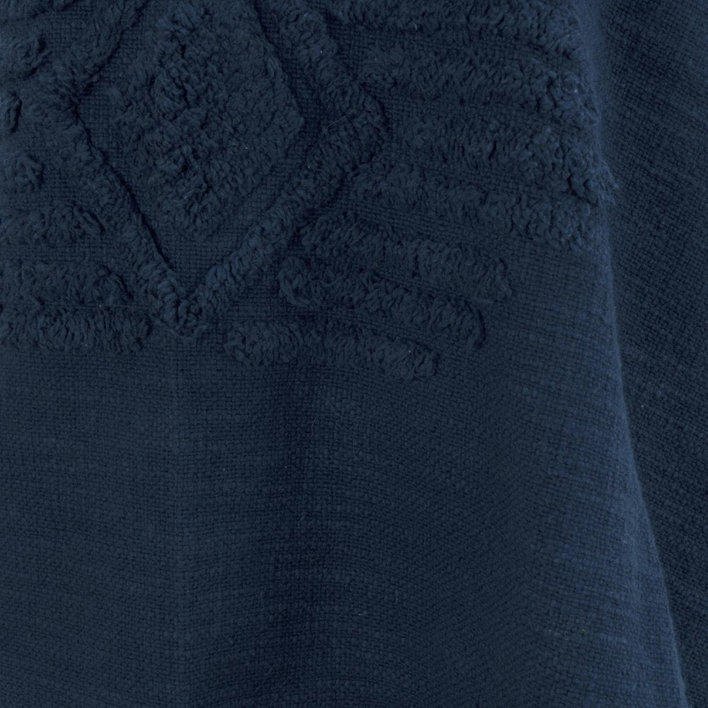 50" X 60" Blue Cotton Woven Ikat Throw Blanket with Tassels HomeRoots