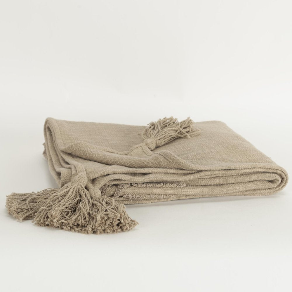 50" X 60" Brown Cotton Woven Ikat Throw Blanket with Tassels HomeRoots
