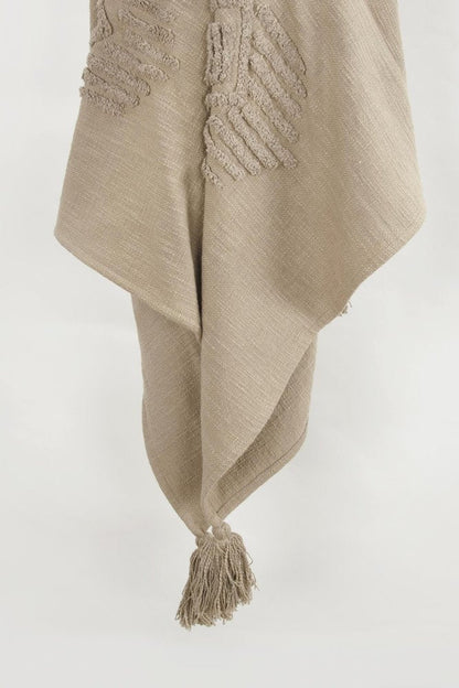 50" X 60" Brown Cotton Woven Ikat Throw Blanket with Tassels HomeRoots