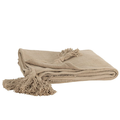 50" X 60" Brown Cotton Woven Ikat Throw Blanket with Tassels HomeRoots