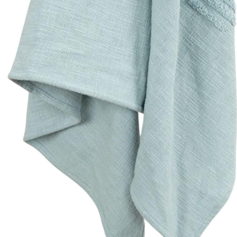 50" X 60" Aqua Cotton Woven Ikat Throw Blanket with Tassels HomeRoots