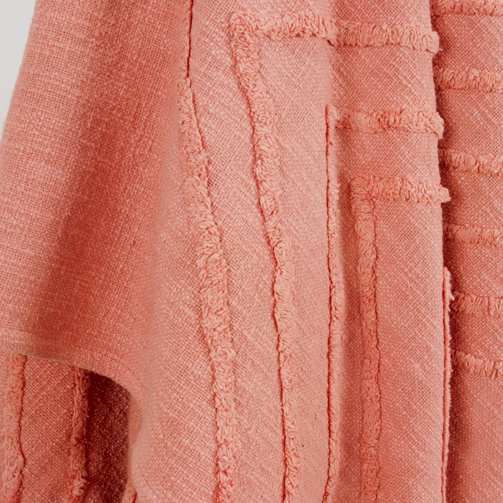 50" X 60" Coral Cotton Woven Geometric Throw Blanket with Tassels HomeRoots