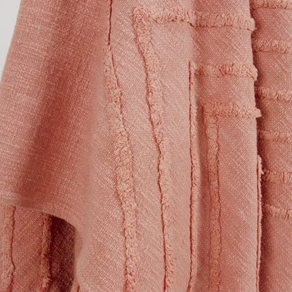 50" X 60" Coral Cotton Woven Geometric Throw Blanket with Tassels HomeRoots